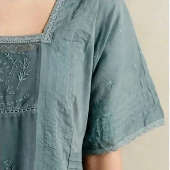 HOLDING HORSES • Anthropologie Ombre Ocean Dipped Lace & Embroidered Dress - Picture 3 of 16